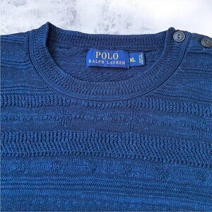 Ralph Lauren Men's Navy Crewneck Cableknit Sweater